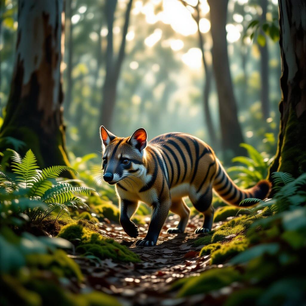 Hyperrealistic Tasmanian Tiger in Australian Forest