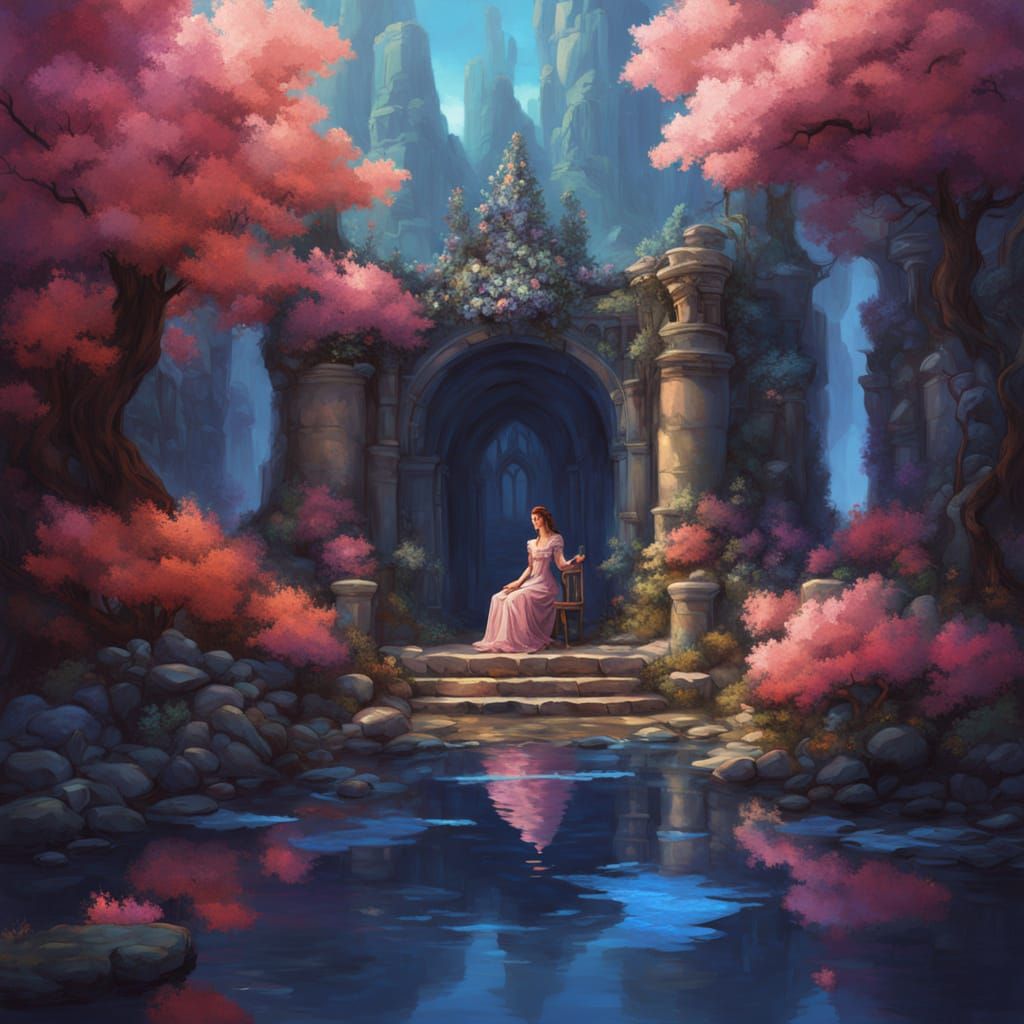 Underwater Vampire Queen on Coral Throne