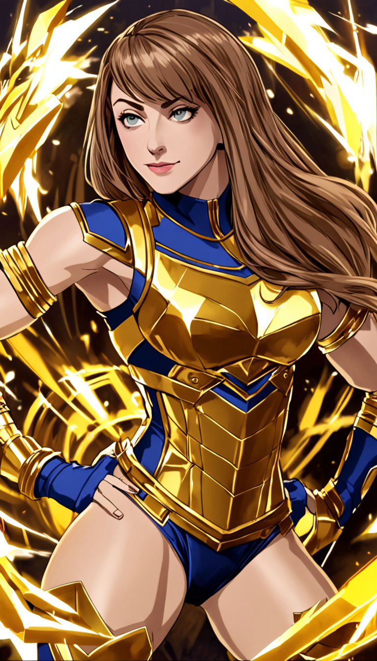 Epic Female Warrior in Golden Armor