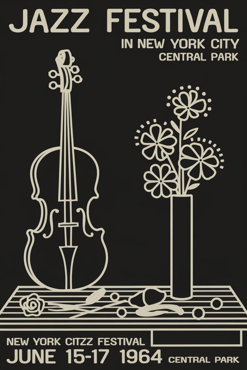 Vintage Jazz Festival Poster in Minimalist Style