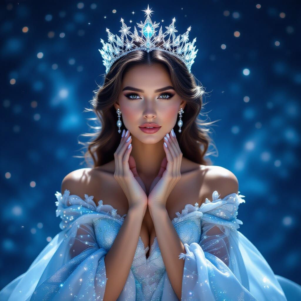 Celestial Queen Portrait in Cosmic Style