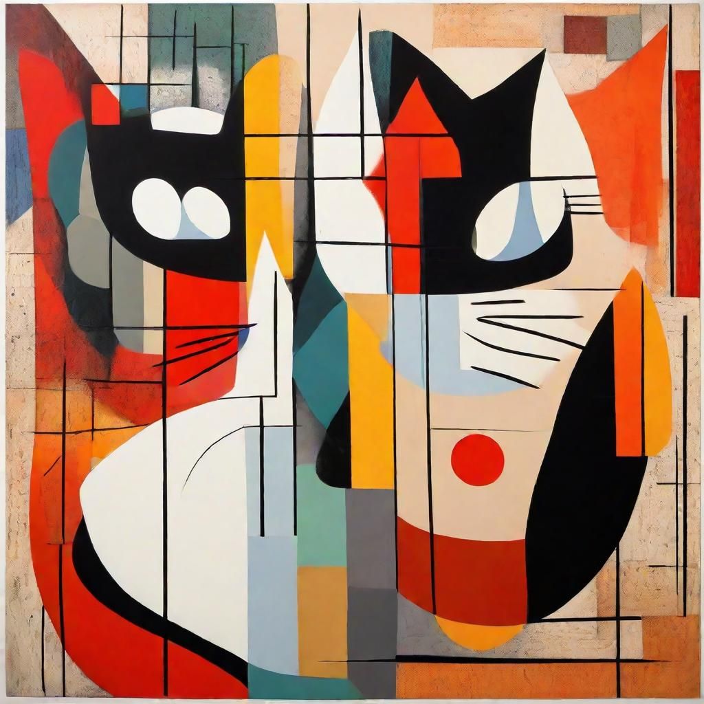 Cubist Cats in Vibrant Geometric Design