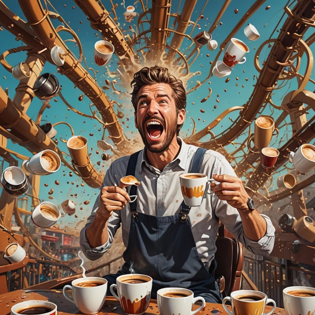 Hyperrealistic Juggler on Roller Coaster Ride