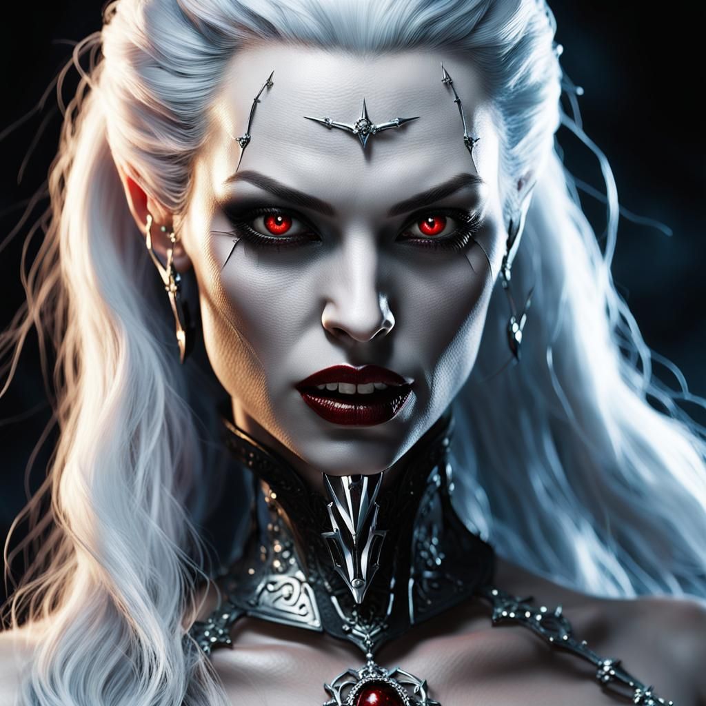 Cyberpunk Vampire Goddess in Ultra-Detailed Photography