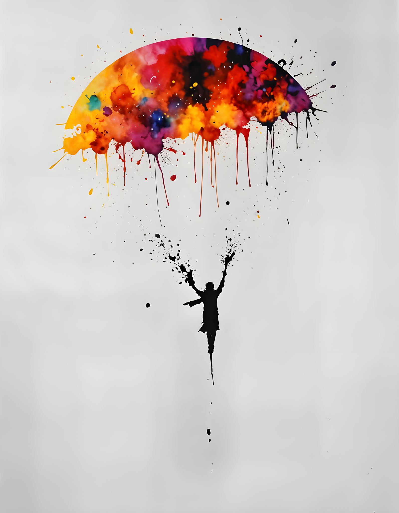 Mystical Spirit in Ink Splatter Cosmic Painting