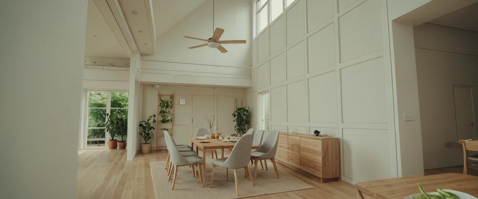 Minimalist Muji-Style Dining Area with Potted Plants