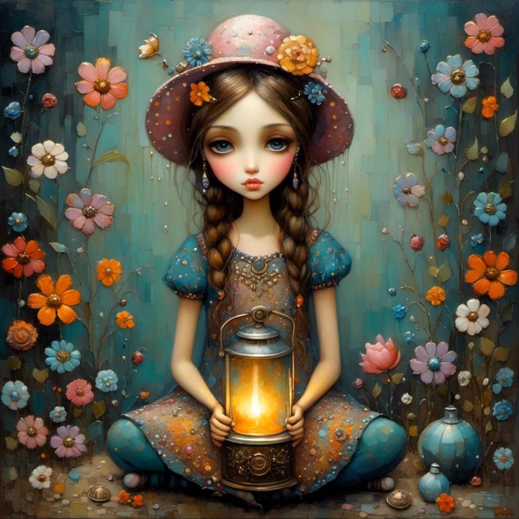 Homeless Girl Seeking Warmth: A Whimsical Portrait