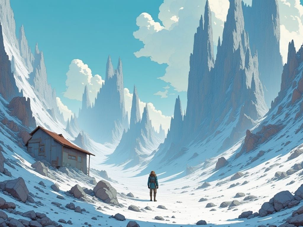 Arctic Explorer in Frozen Tundra, Digital Painting