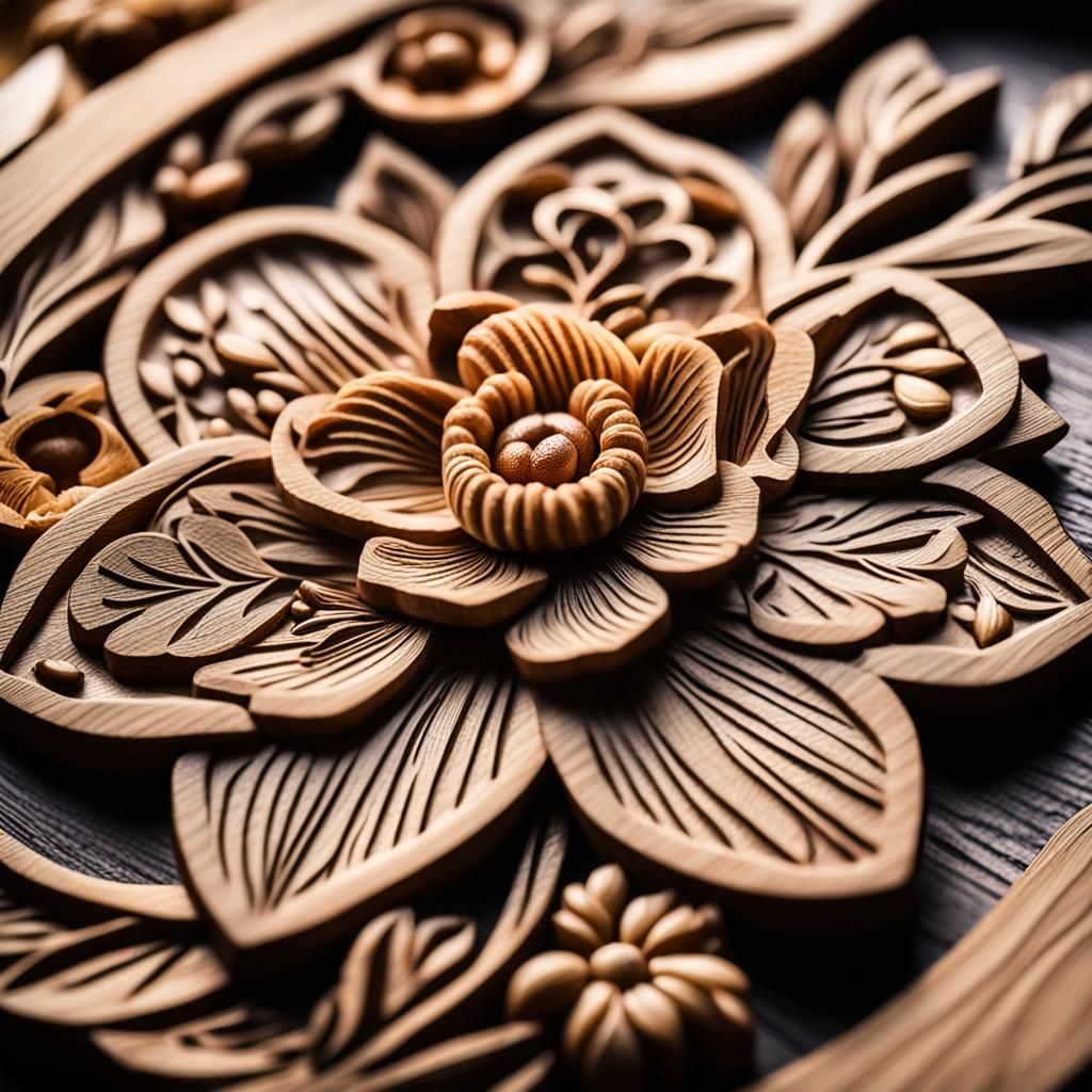 Macro Photograph of Unfinished Wood Carving