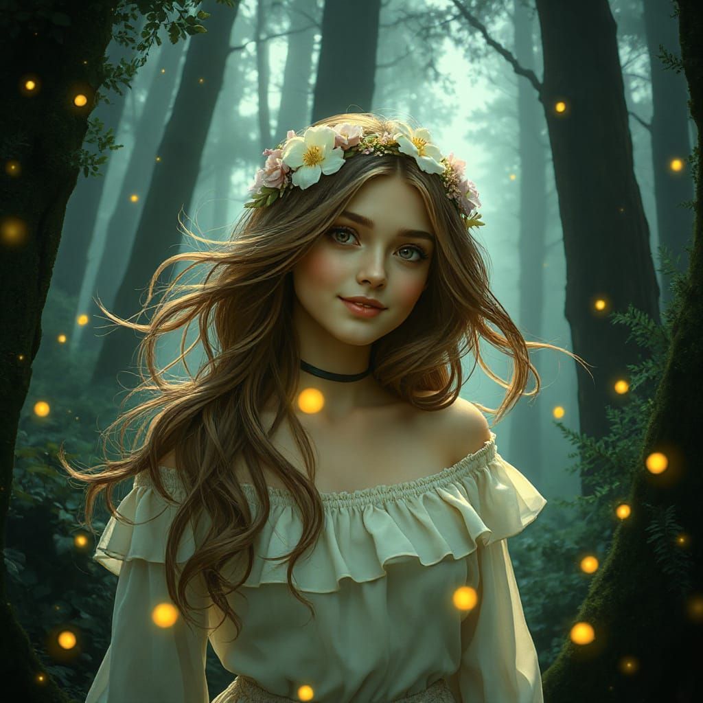 Ethereal Forest Nymph with Flower Crown