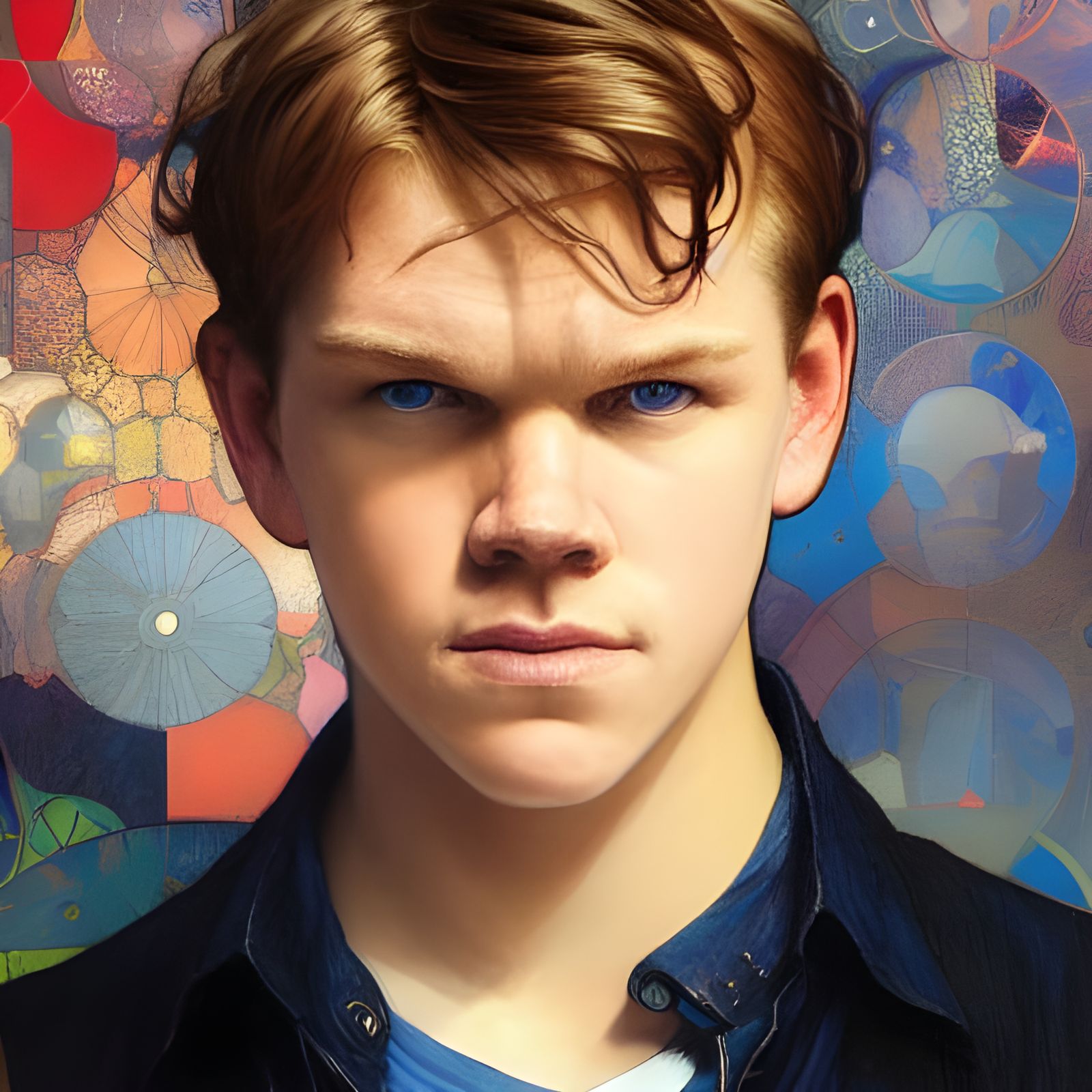 Hyperrealistic Pointillist Portrait: Young Man with Letter R