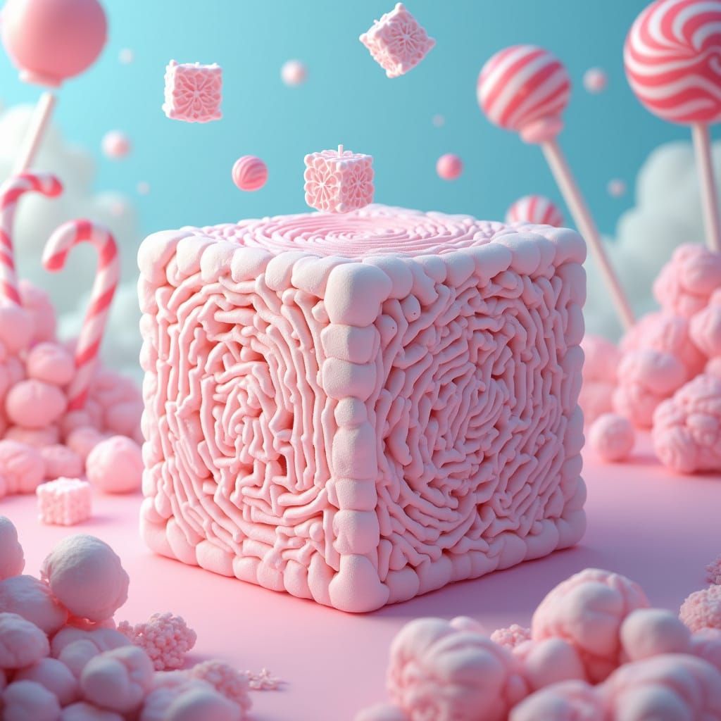 Whimsical Marshmallow Metropolis in Pastel Hues