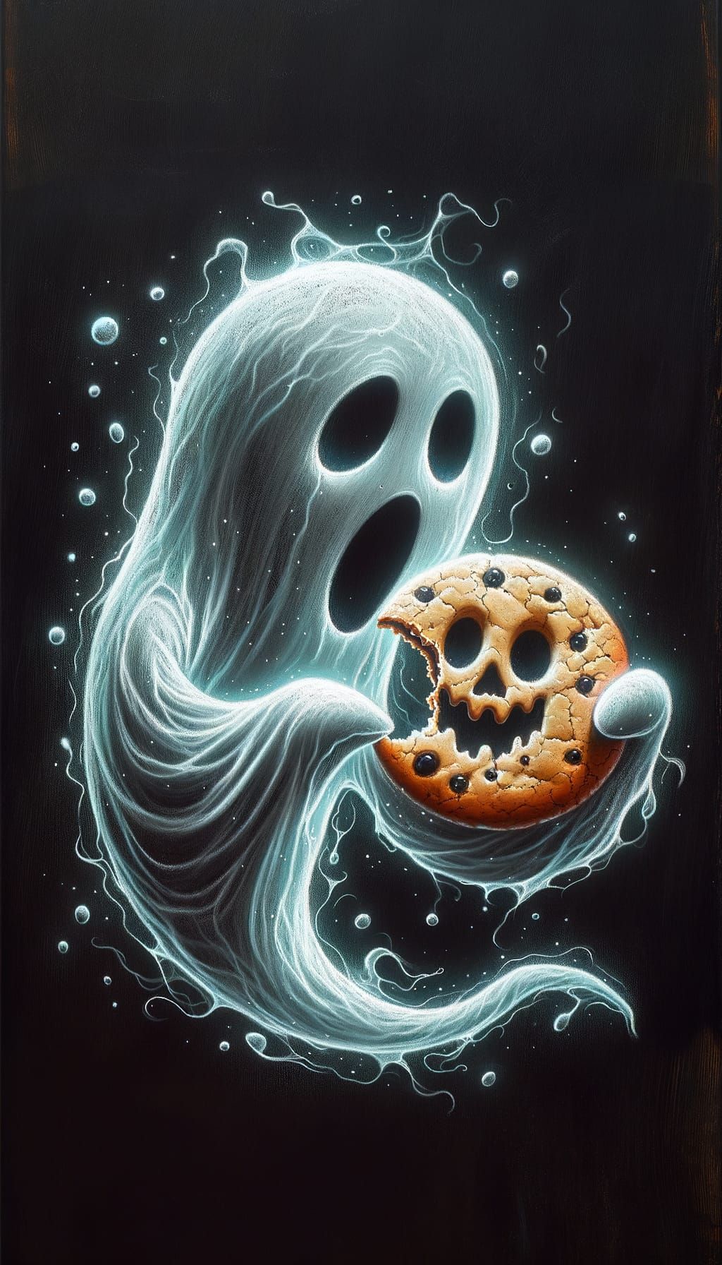 Translucent Ghost Devouring Haunted Cookie Chalk Art