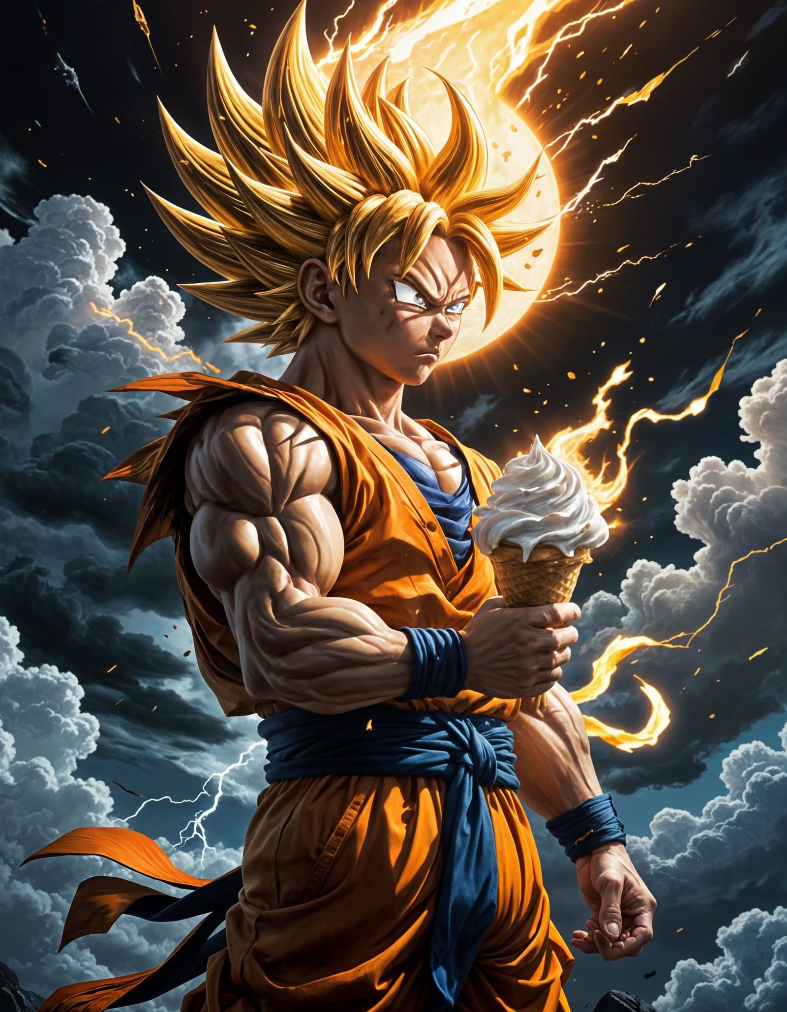 Goku's Icy Treat Before Battle: Anime Concept Art