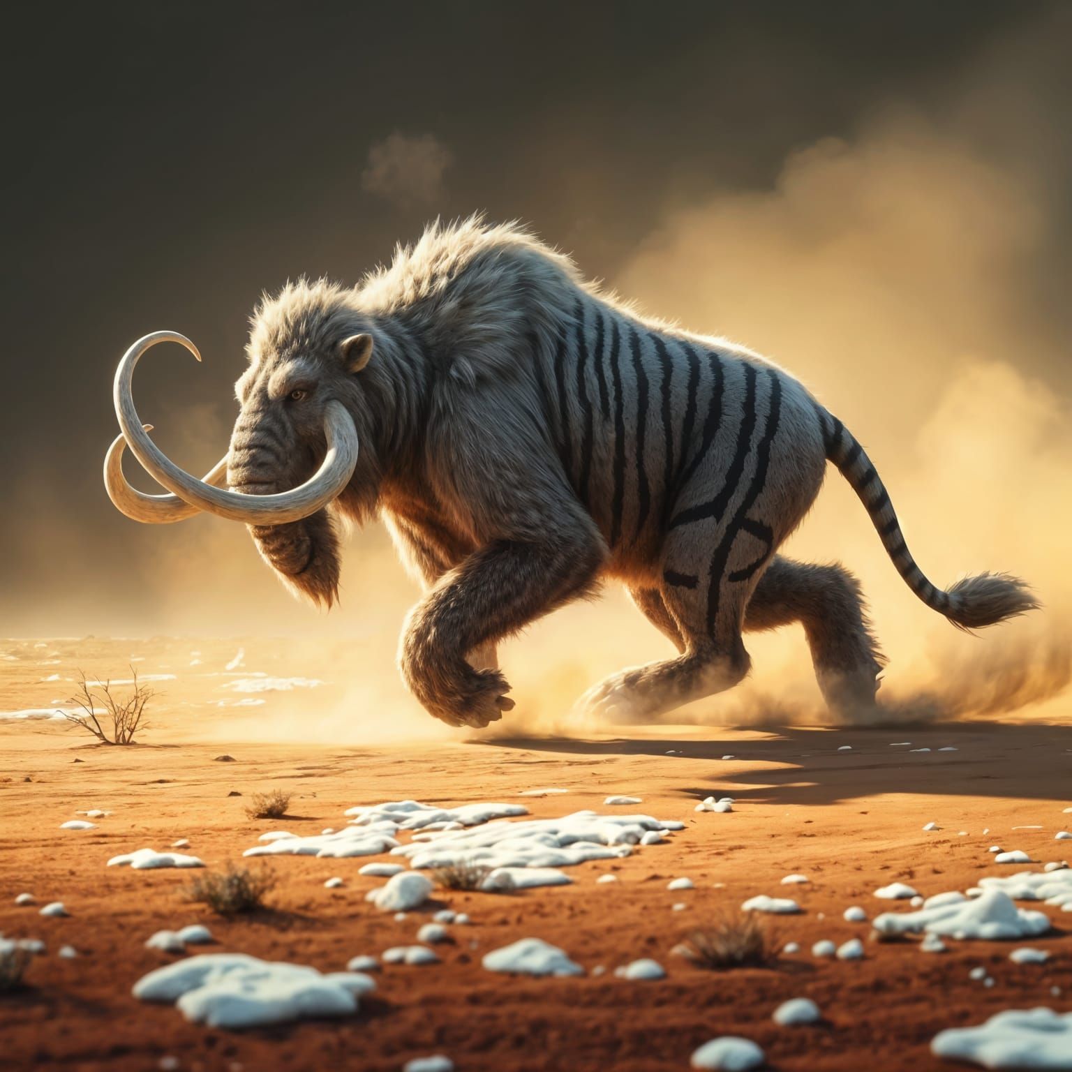 Prehistoric Hybrid Megafauna in Dynamic Savannah Pose