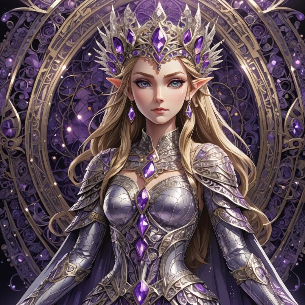 Zelda Art Nouveau Portrait with Zentangle Patterns