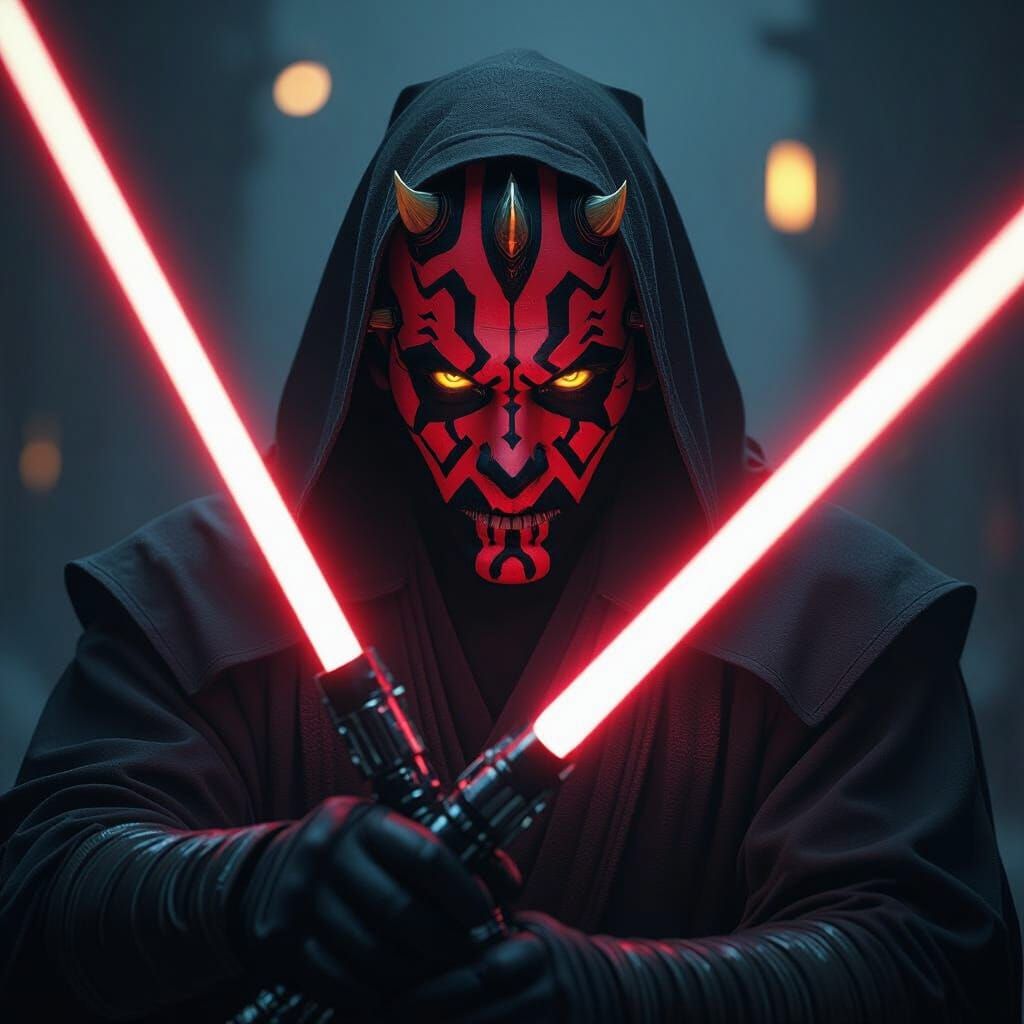 Darth Maul in a Dark Cinematic Scene