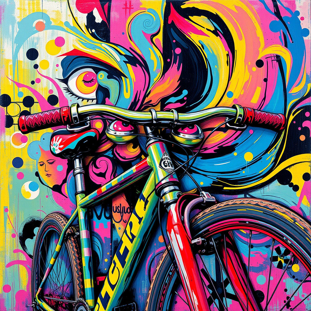 Dreamy Bicycle in Abstract Graffiti Kaleidoscope