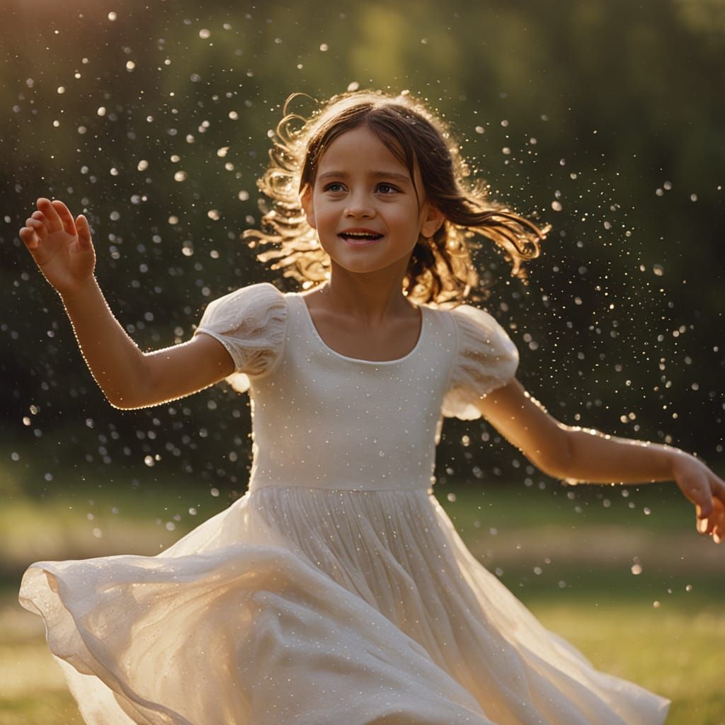 Girl Dancing in Rain: Cinematic Portrait