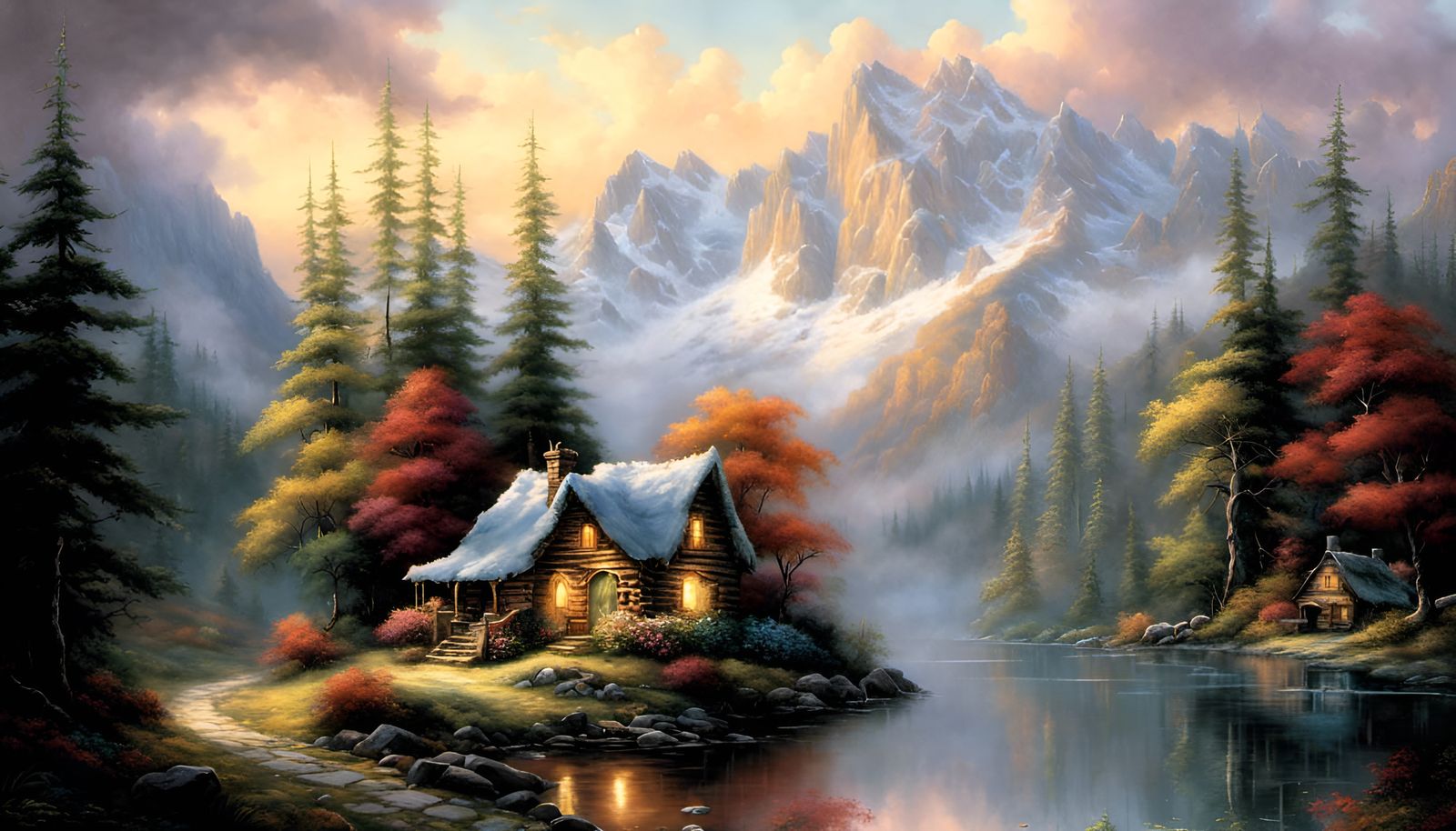 Wood Cutter's Cabin in Magical Fantastical Mountains -8532 ....... God Is Available. He Loves You...Do You Want Help?......