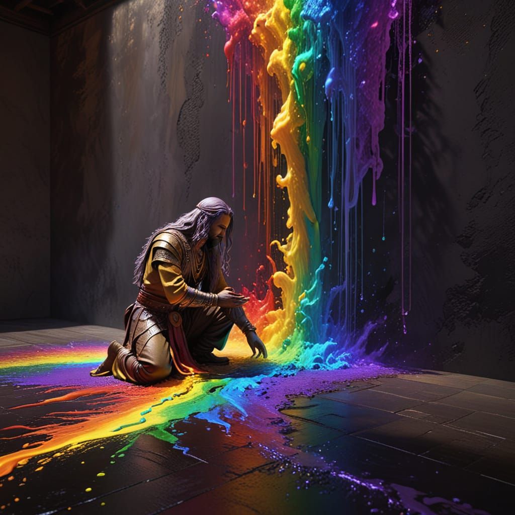 Mystical hues flow from sacred hands