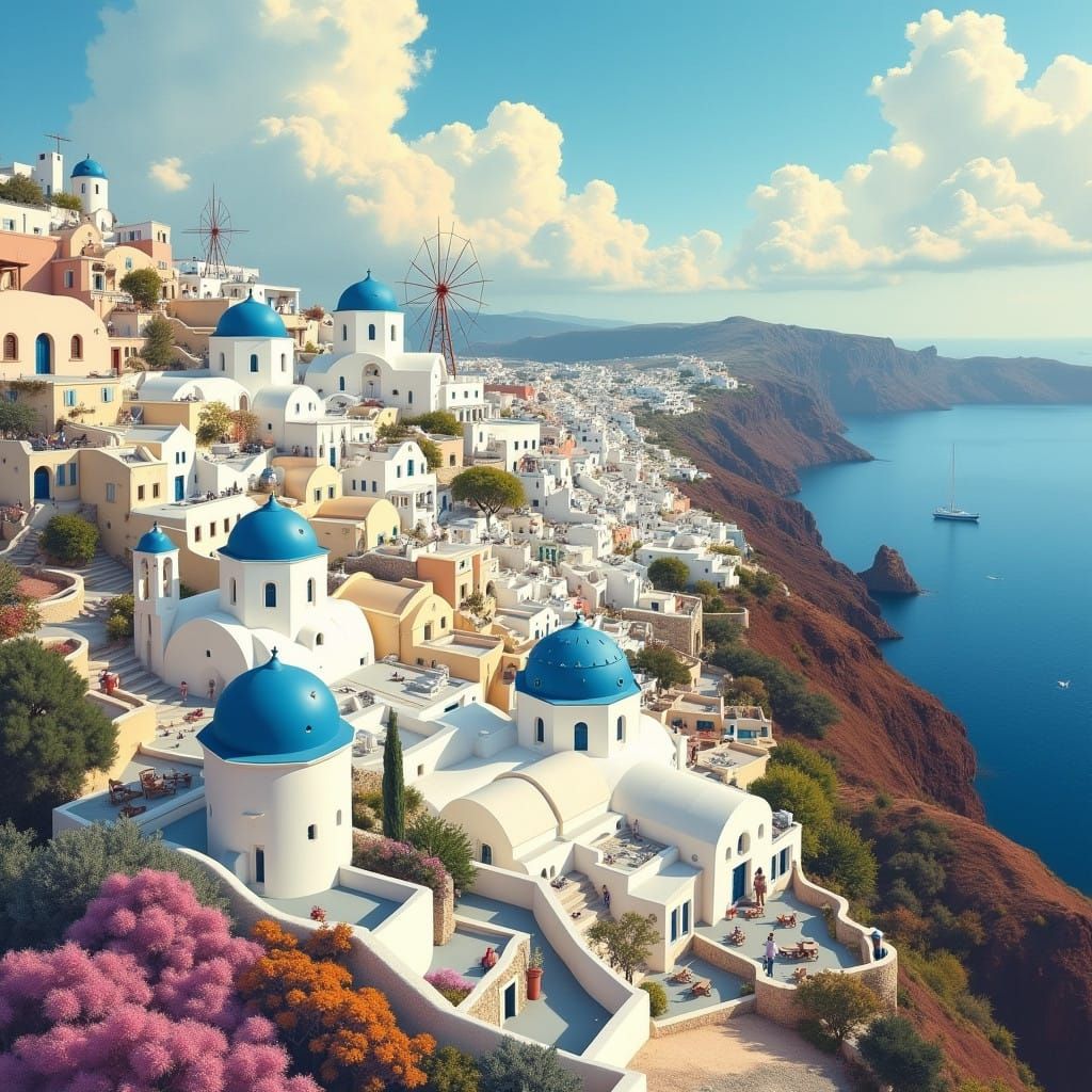 Santorini Village Ascends to a Dreamy Greek Horizon