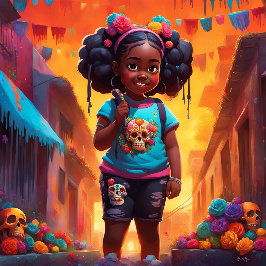 Day of the Dead Graffiti Art: Girl's Celebration