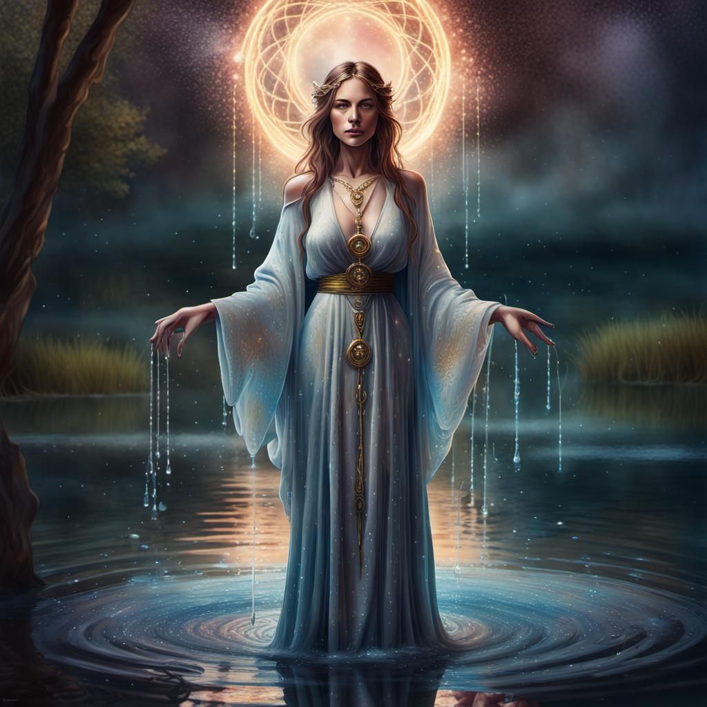 Fantasy Tarot Card Art: Woman at Serene Lake