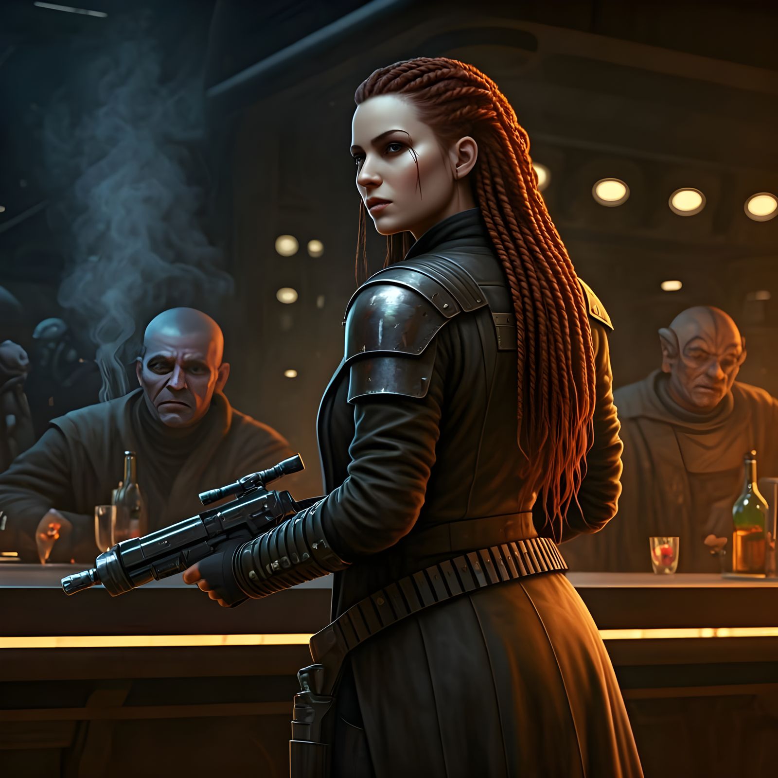 Female Smuggler in Cantina, Star Wars Concept Art