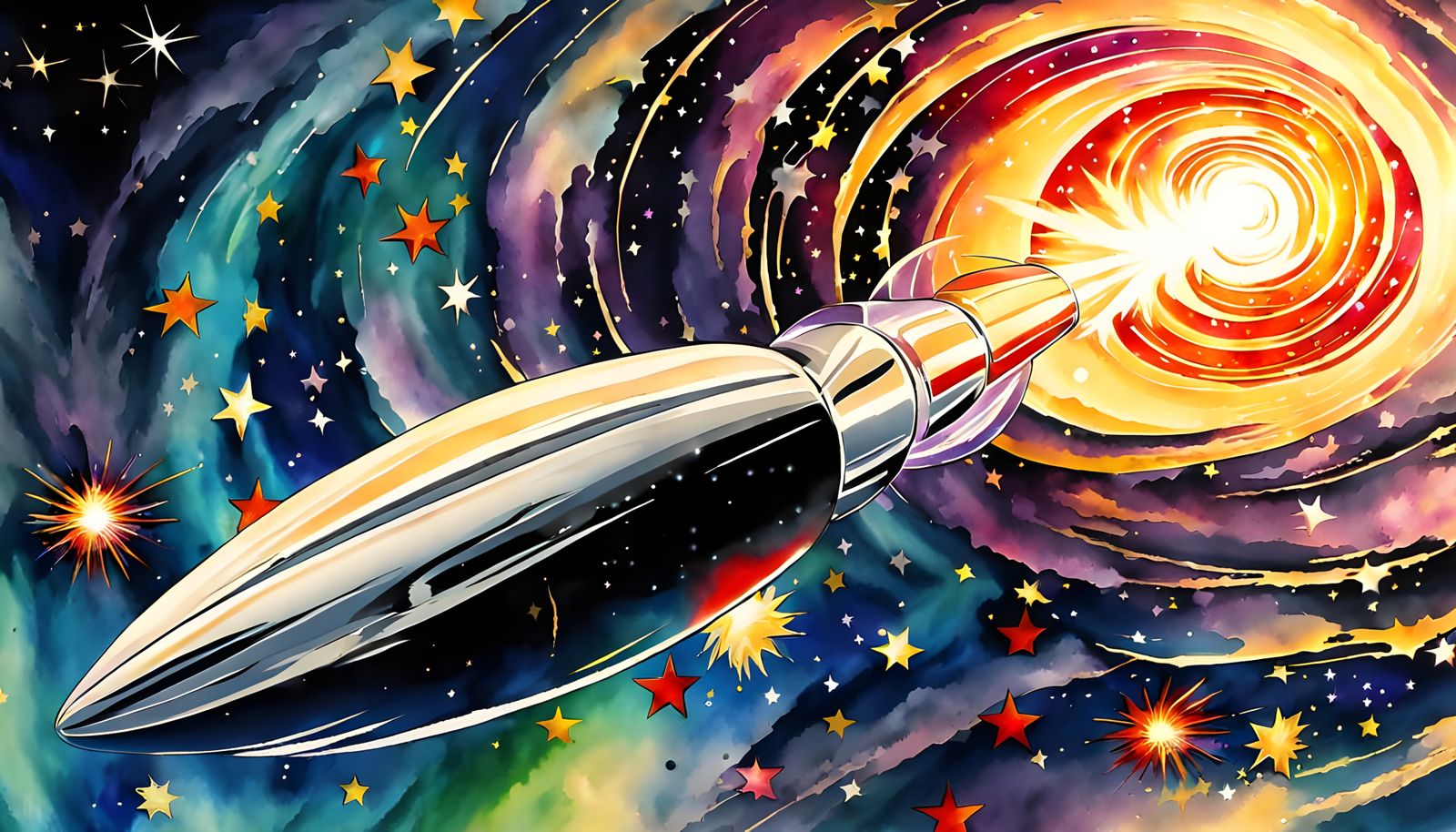 Cosmic Bullet in Vibrant Watercolor