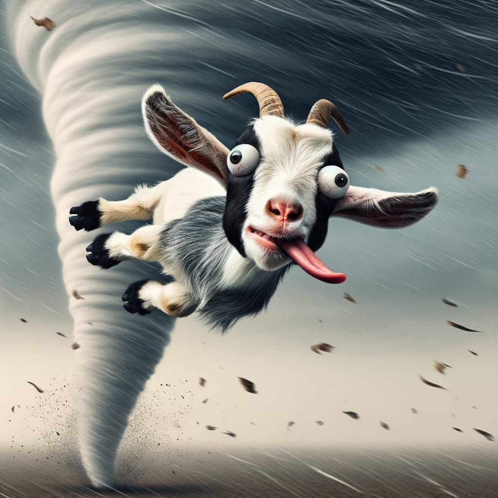 Comedic Goat Rides a Tornado