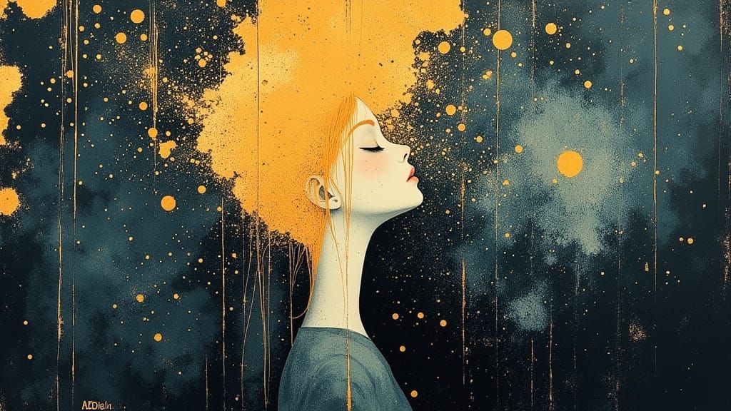 Pensive Blonde Woman in Moody Digital Painting