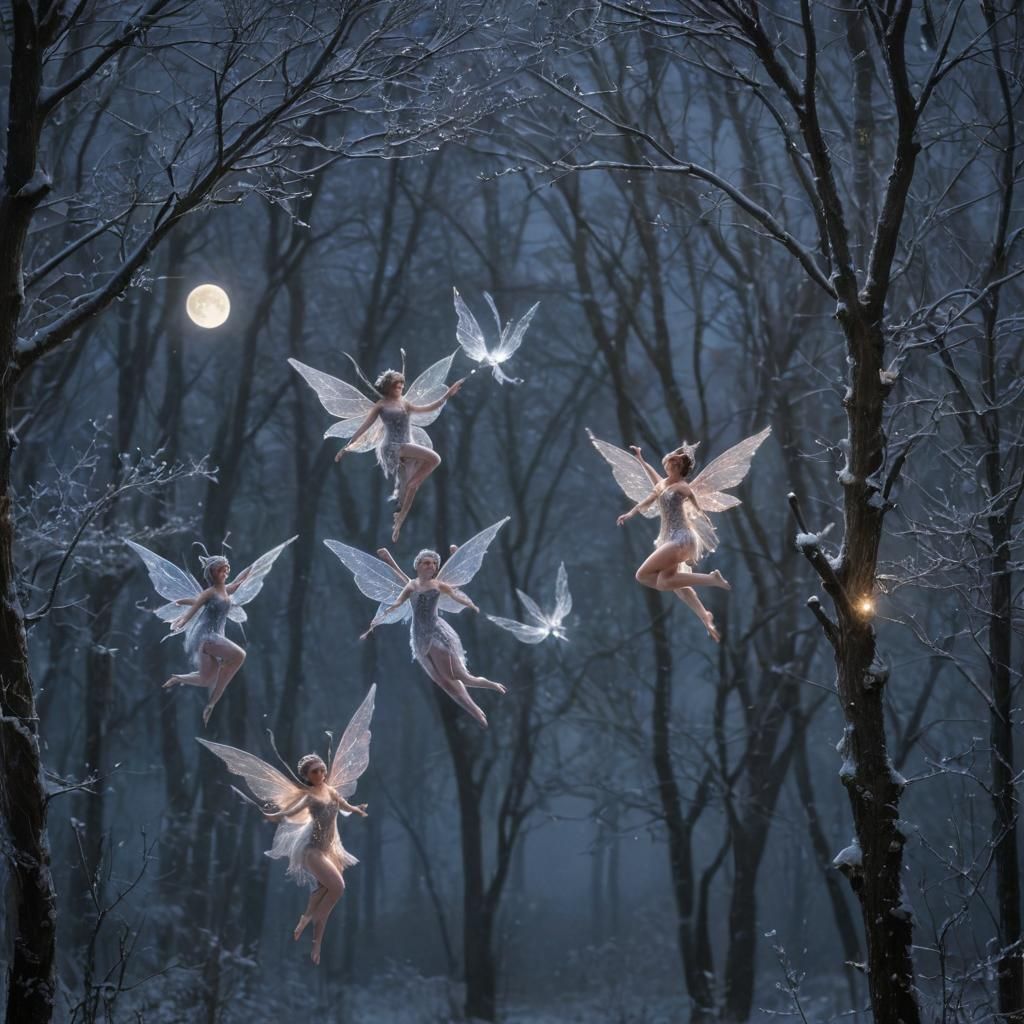 Starlight Sylphs: Ethereal beings with shimmering bodies mad...