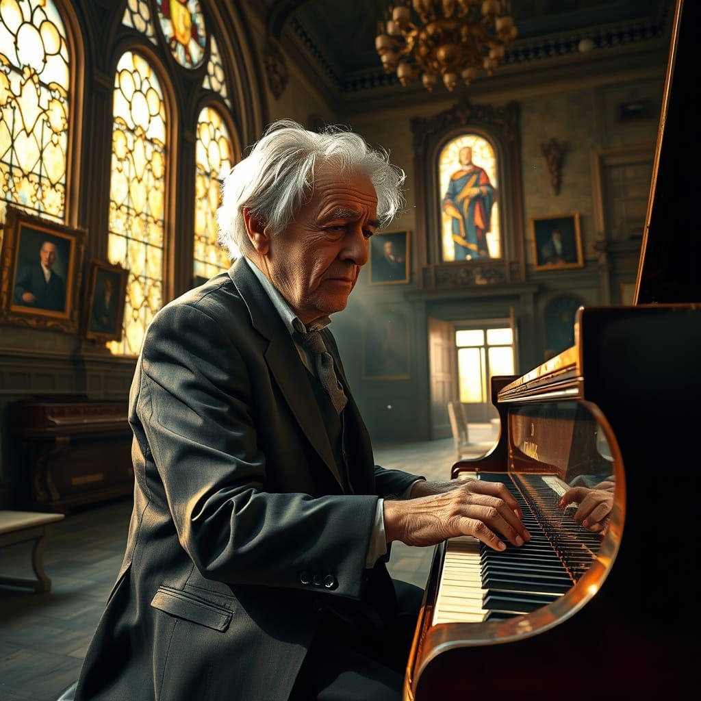 Pianist in Abandoned Ballroom Playing for Ghosts