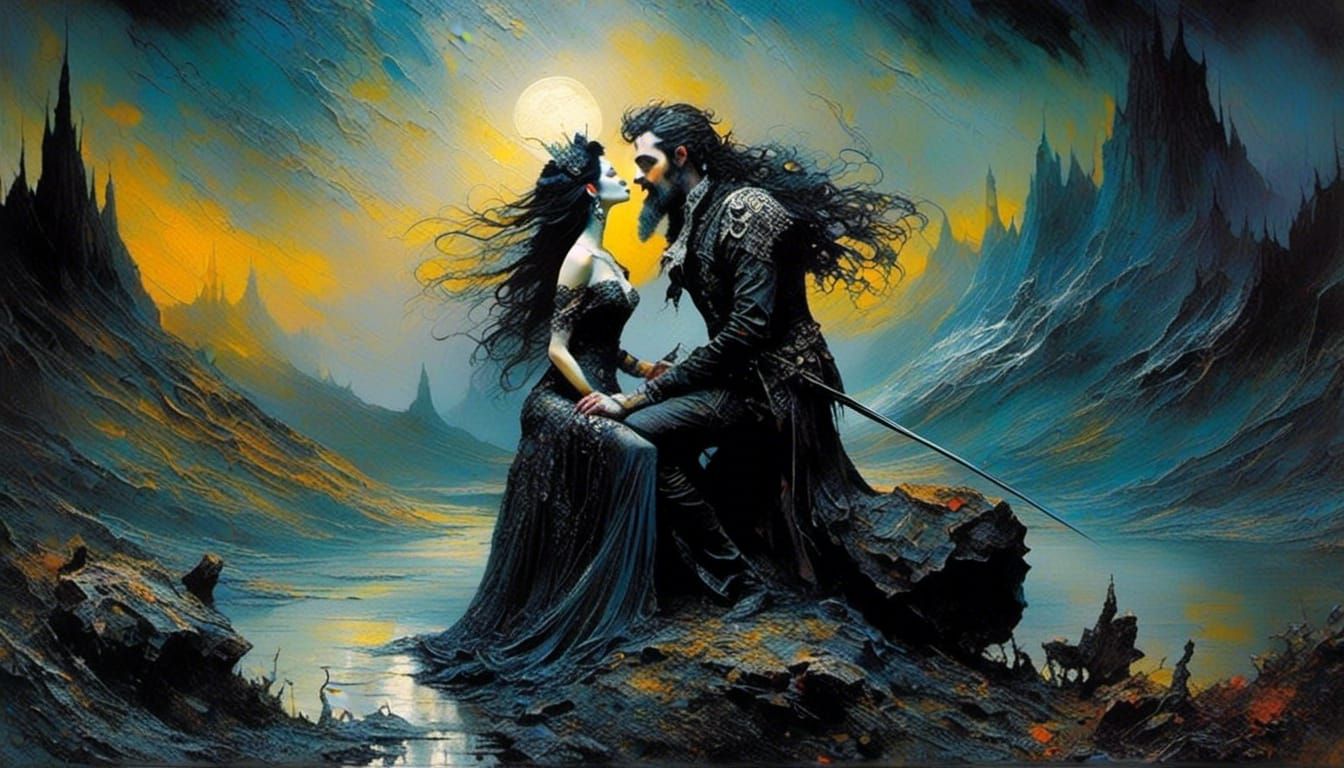 Warrior's Kiss: An Impasto Love Masterpiece