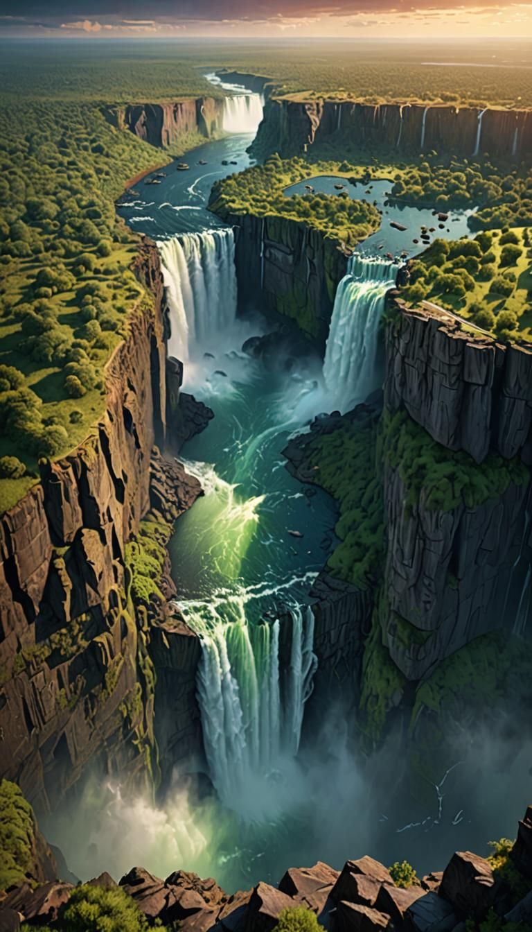 Victoria Falls Aurora Borealis Fantasy Art