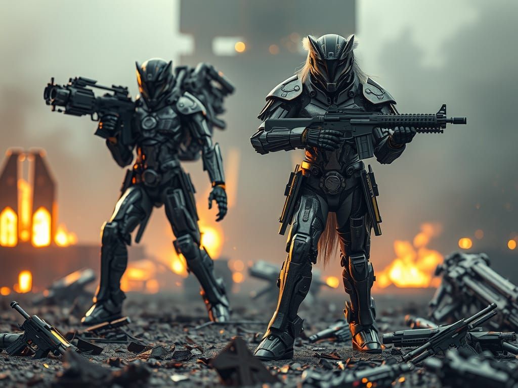 Female Warriors Clash on a Futuristic Battlefield