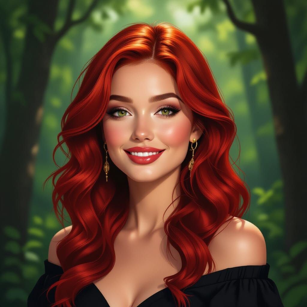 Enigmatic Portrait of Sonja with Vibrant Red Hair