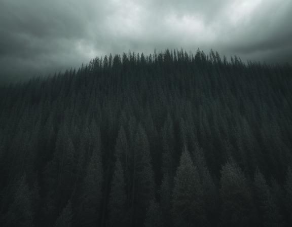 Mysterious Forest Portrait with Dead Trees