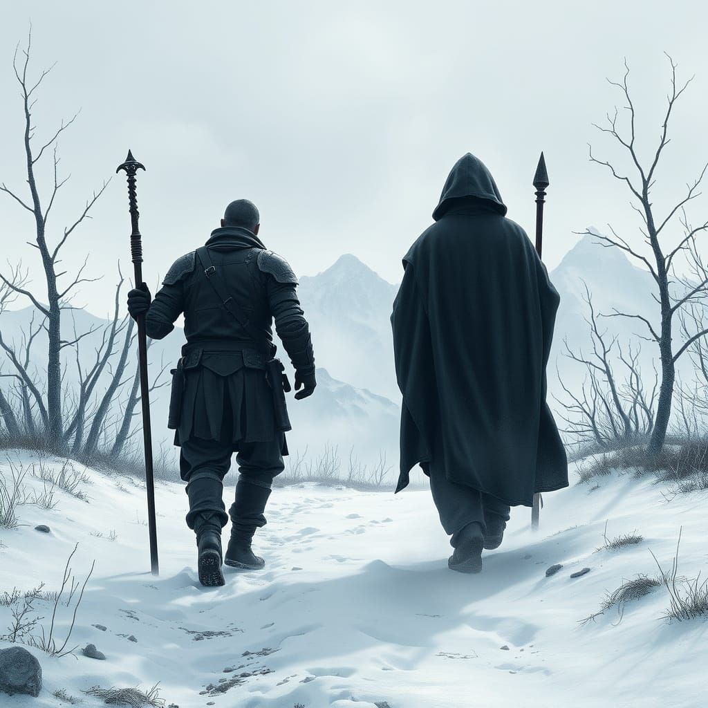 Mortal's Journey Through Winter's End in a Haunting, Dreamli...