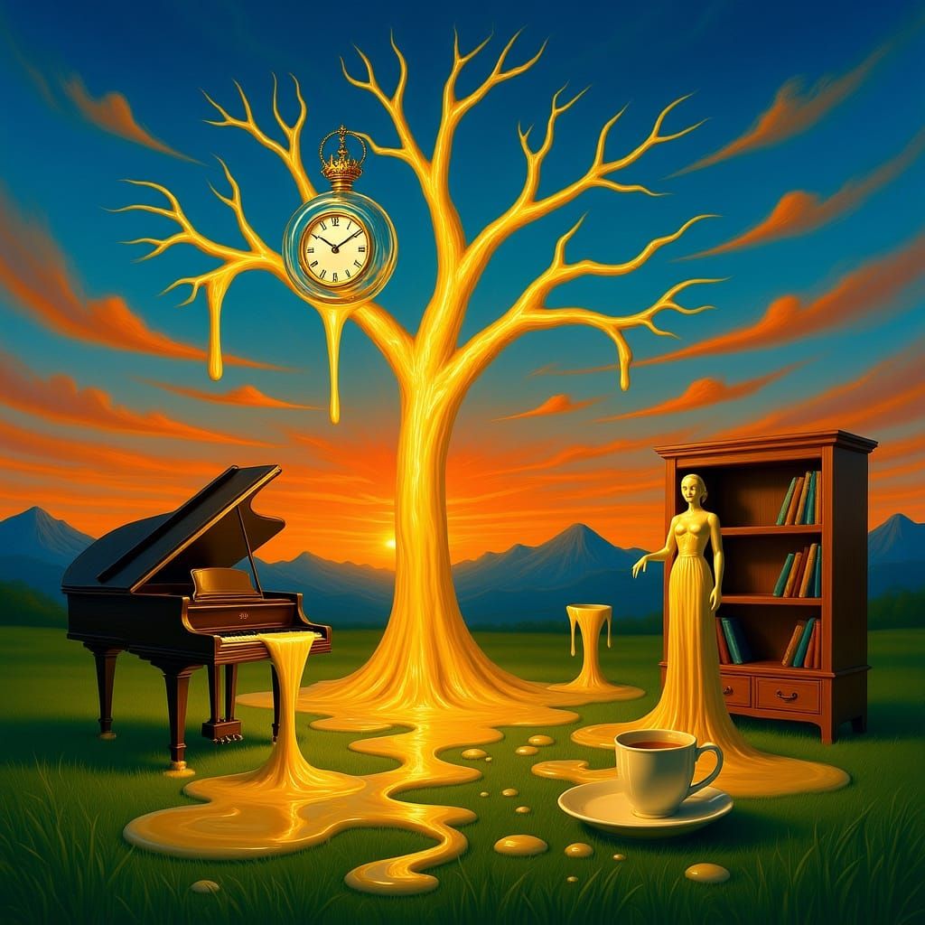 Surreal Melting Twilight Landscape in Dreamy Colors