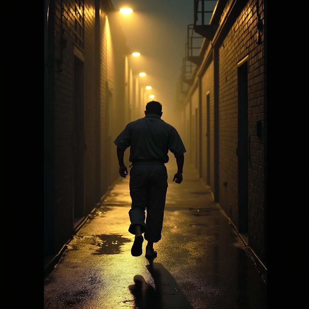 Desperate Prisoner's Cinematic Escape in Film Noir Style