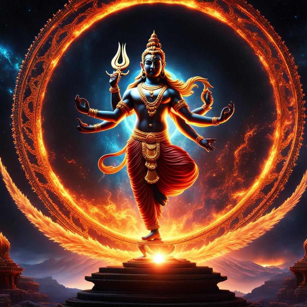 Lord Shiva Nataraja's Cosmic Dance: Detailed Matte Painting
