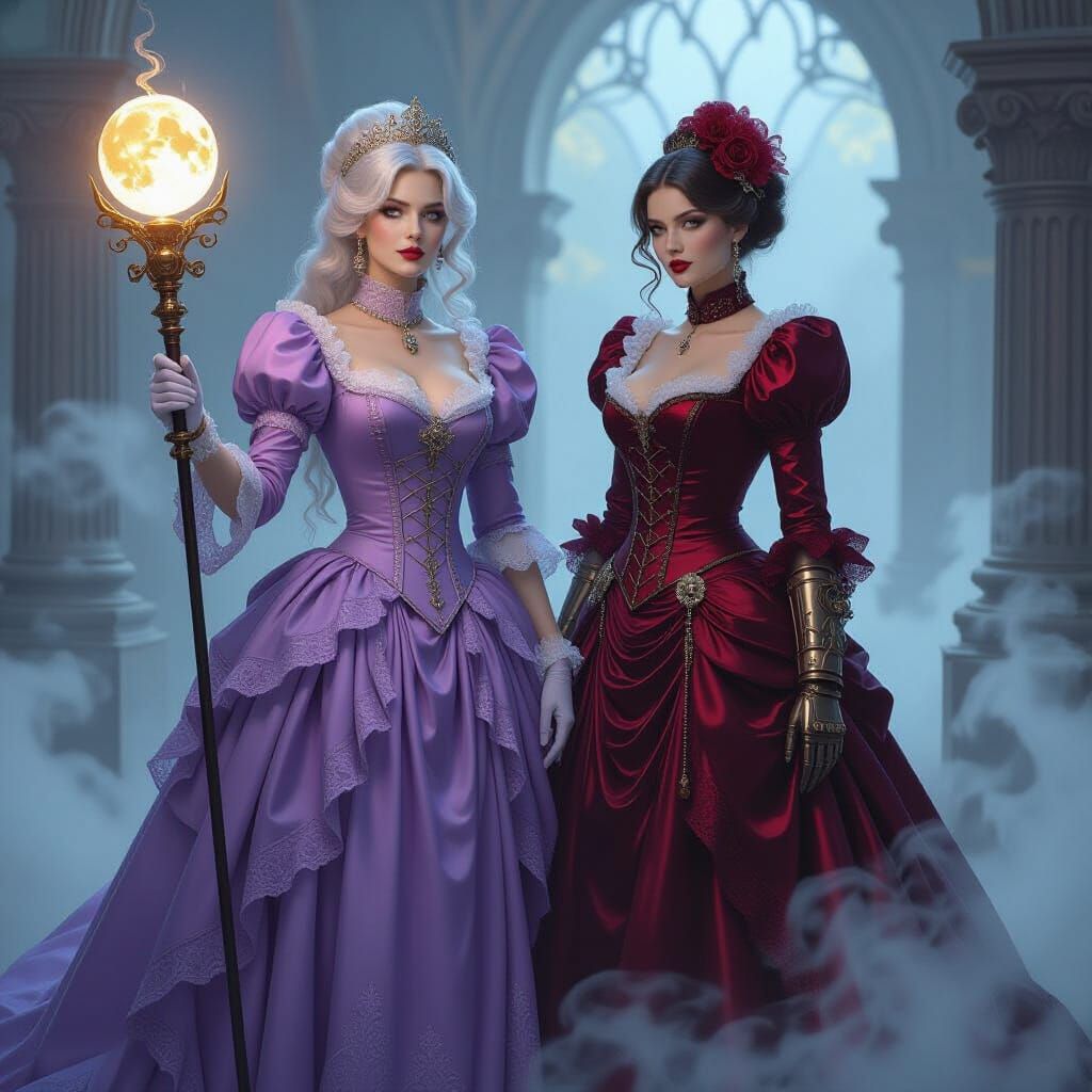 Victorian Fantasy Duchess and Countess in Ethereal Mist
