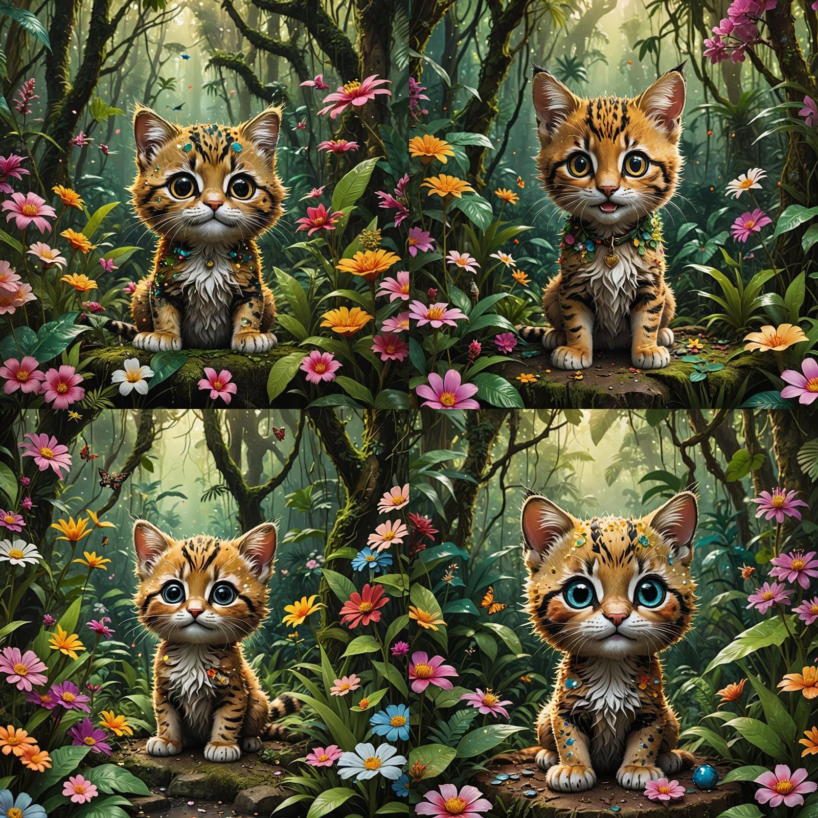 Baby Catasoraus Smiling in Jungle, Wes Anderson Style