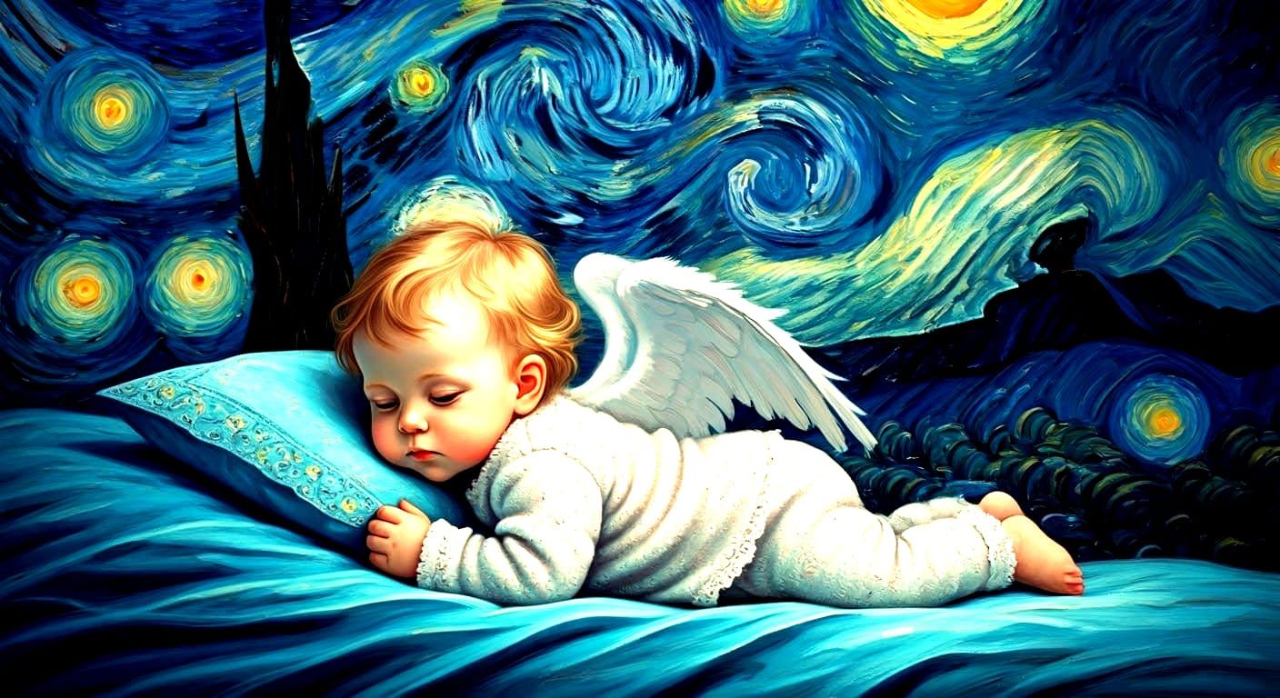 Hyper-Realistic Angel in Vibrant, Impasto Painted Dreamscape