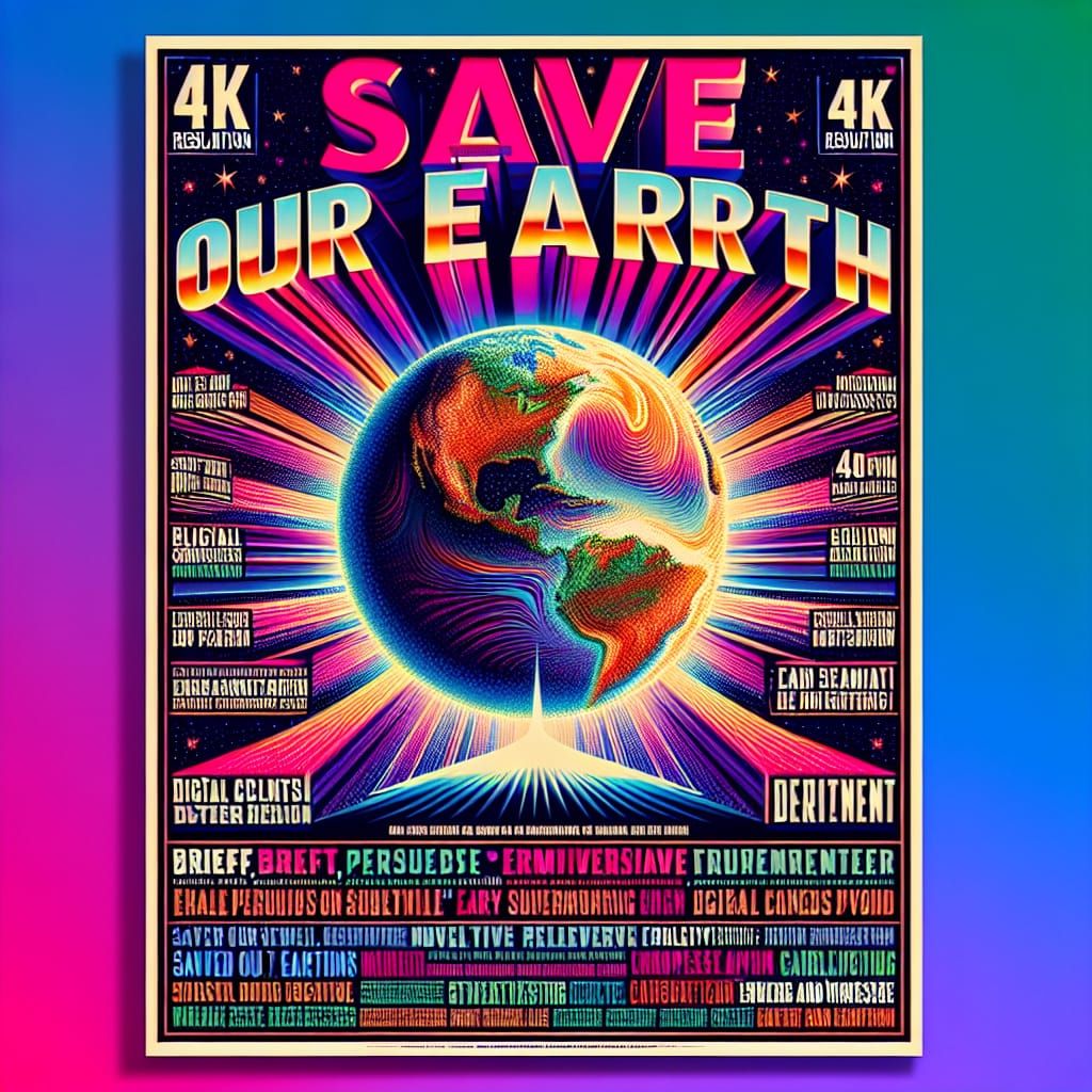 Vivid 'Save our Earth' Poster in Digital Art Style