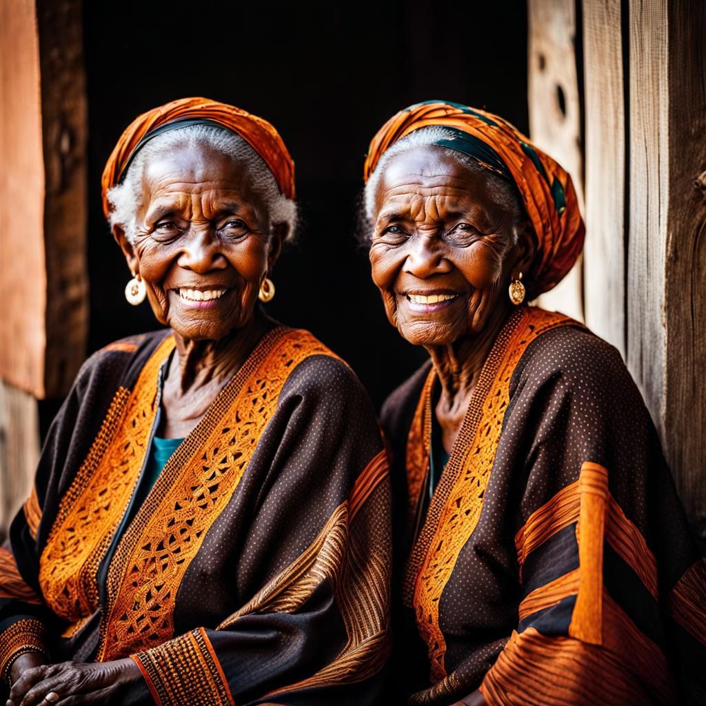 two elderly women who are identical twins.