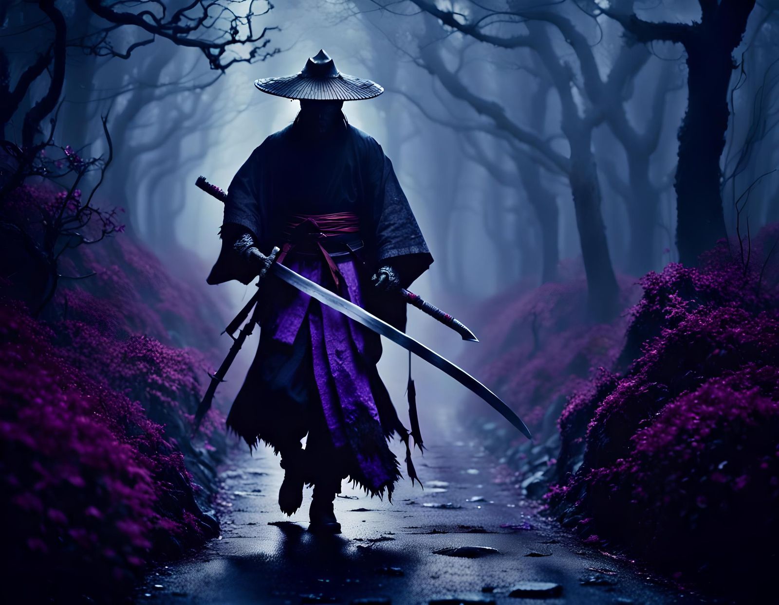 Japanese Demon Cowboy in Dark Fantasy Style