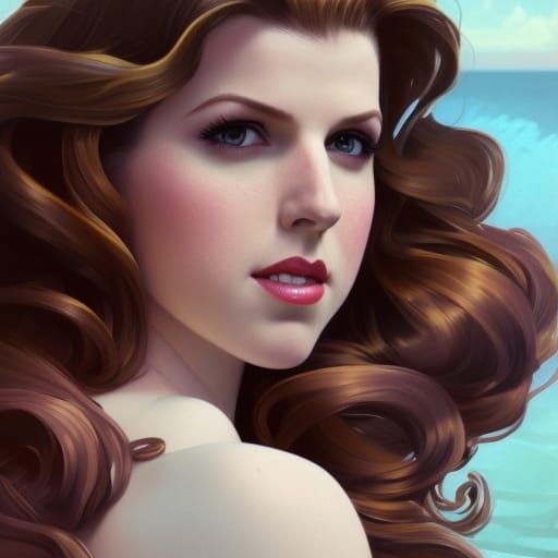 Anna Kendrick as Mermaid in 1940s Pinup Style